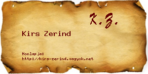 Kirs Zerind névjegykártya